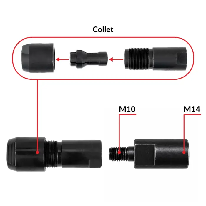 Adapter M14 / collet 6mm HERMAN MS-71 For angle grinders