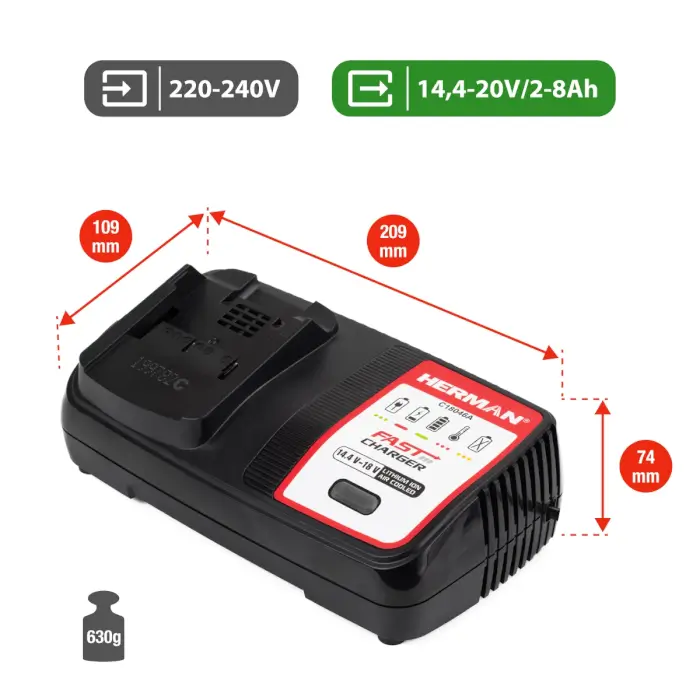 Battery fast charger HERMAN C 18046A Air Cooled 14,4V | 18V | 6,5Ah Speed