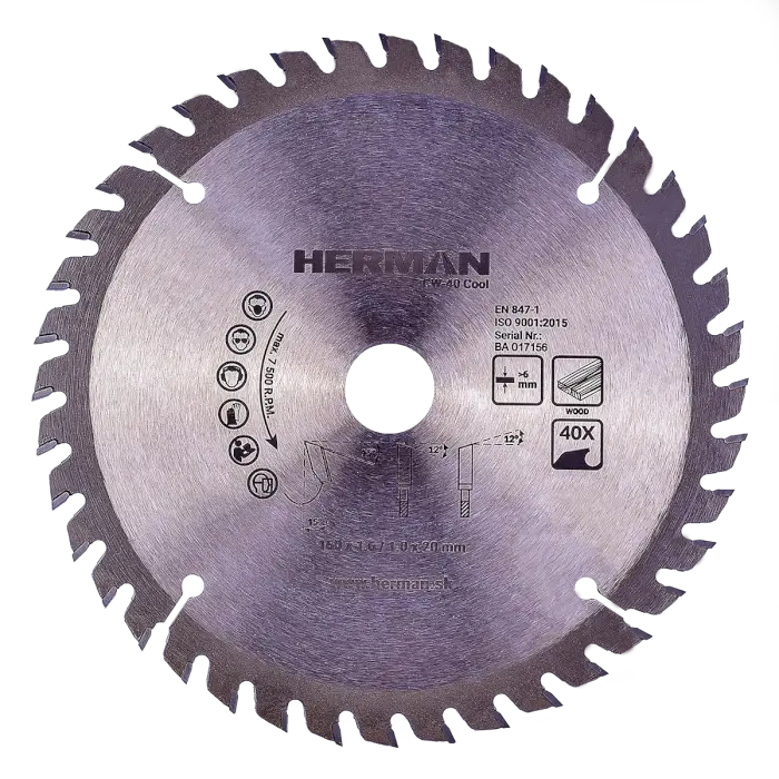 Circular saw blade HERMAN CW-40 Cool 160x1,6/1,0x20mm|40 teeth