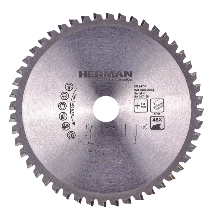 Circular saw blade HERMAN CX-20 SteelCut 160x1,6/1,0x20mm|48 teeth