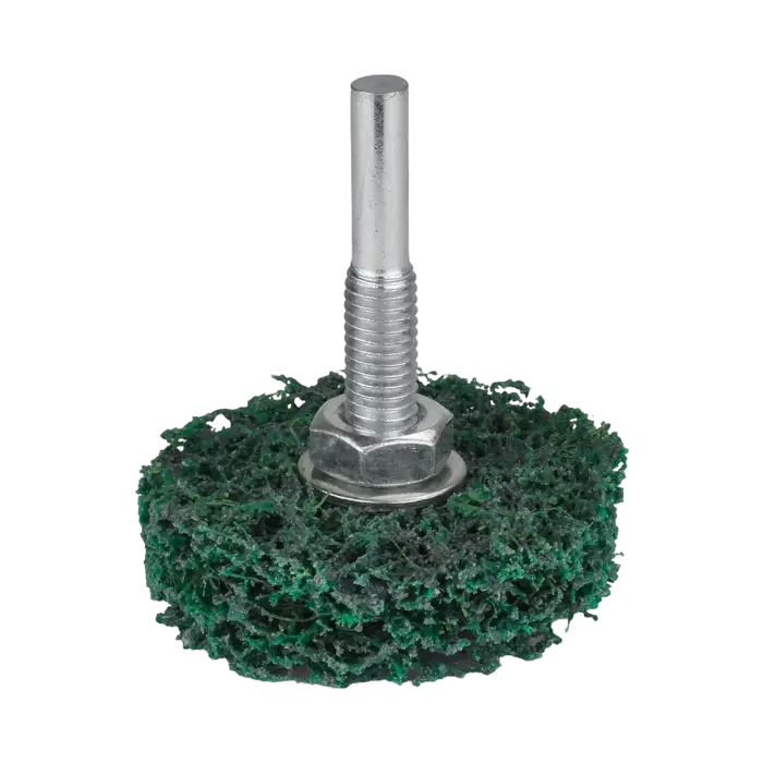 Cleaning wheel on a shank HERMAN FWK-20/S Dragon Green 50x13x6mm | STRIP-IT + corundum