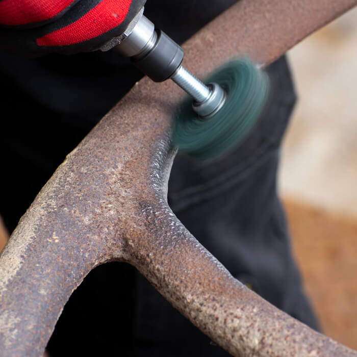 Cleaning wheel on a shank HERMAN FWK-20/S Dragon Green Brúsivo : STRIP-IT + corundum
