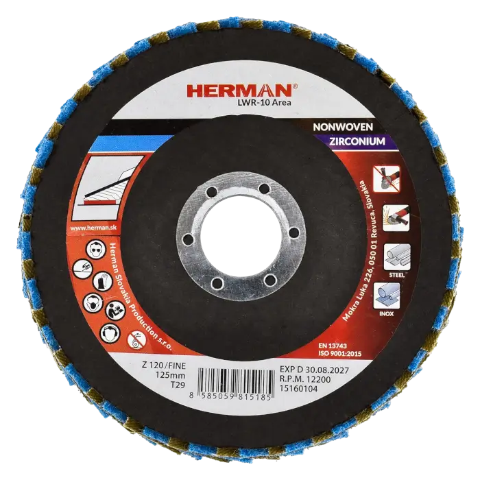 Combined flap disc HERMAN LWR-10 Area Zirtex 125mm | fine | P120