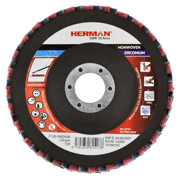 Combined flap disc HERMAN LWR-10 Area Zirtex 125mm | medium | P120