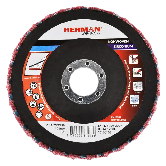 Combined flap disc HERMAN LWR-10 Area Zirtex 125mm | medium | P80
