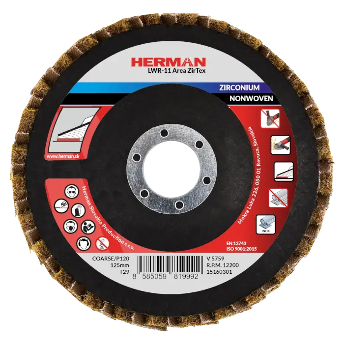 Combined flap disc HERMAN LWR-11 Area Zirtex 125mm | Zirconia | coarse / P120