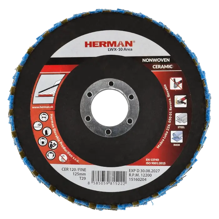 Combined flap disc HERMAN LWX-10 Area CerTex 125mm | fine | P120