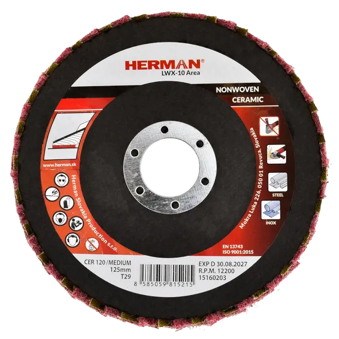Combined flap disc HERMAN LWX-10 Area CerTex 125mm | medium | P120
