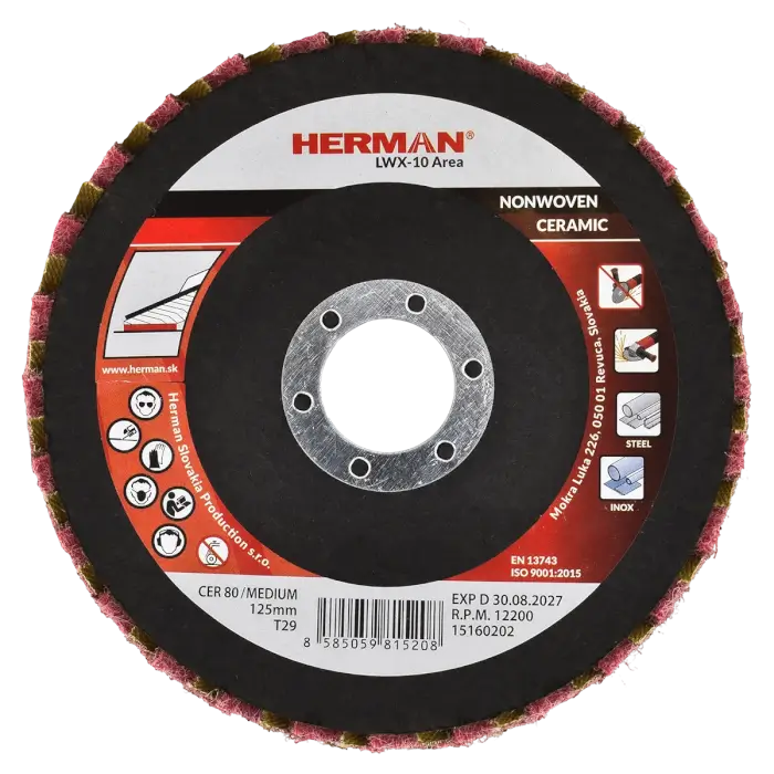 Combined flap disc HERMAN LWX-10 Area CerTex 125mm | medium | P80