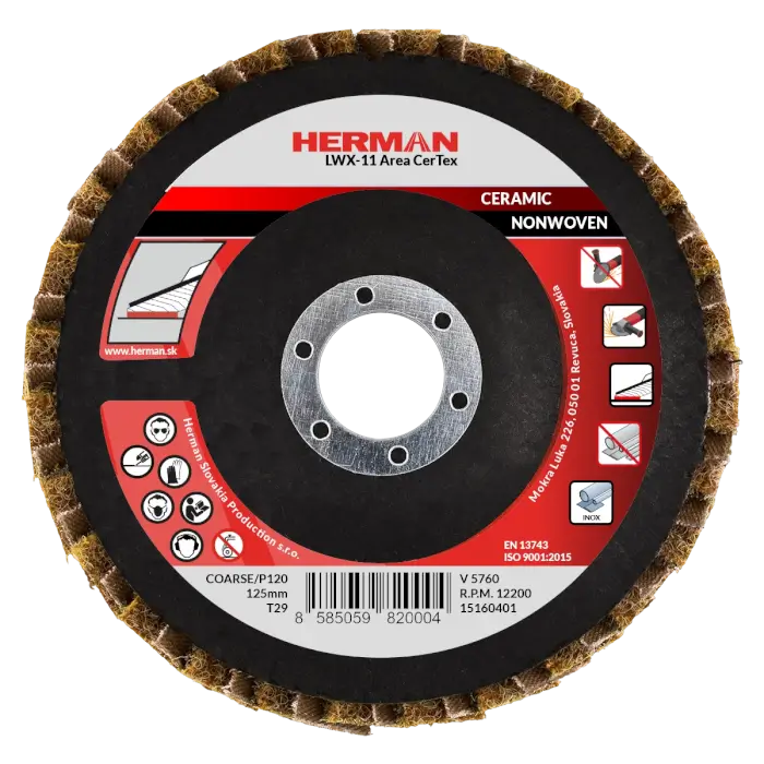 Combined flap disc HERMAN LWX-11 Area CerTex 125mm | ceramic | coarse / P120