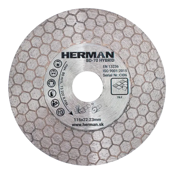 Diamond wheel HERMAN BD-70 HYBRID 115x1,6x25x22,23mm