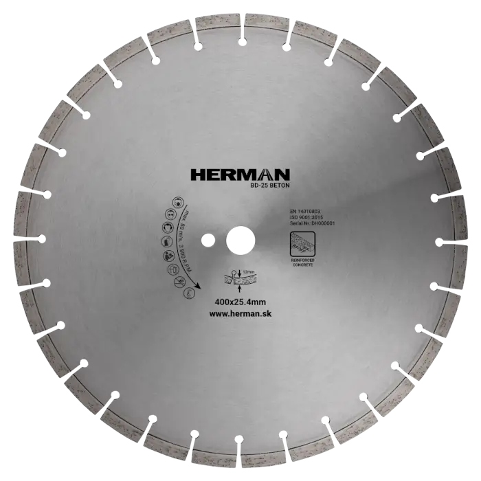 Diamond wheel HERMAN BD-25 Beton 400x25,4mm | H=12mm