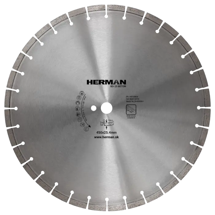 Diamond wheel HERMAN BD-25 Beton 450x25,4mm | H=12mm