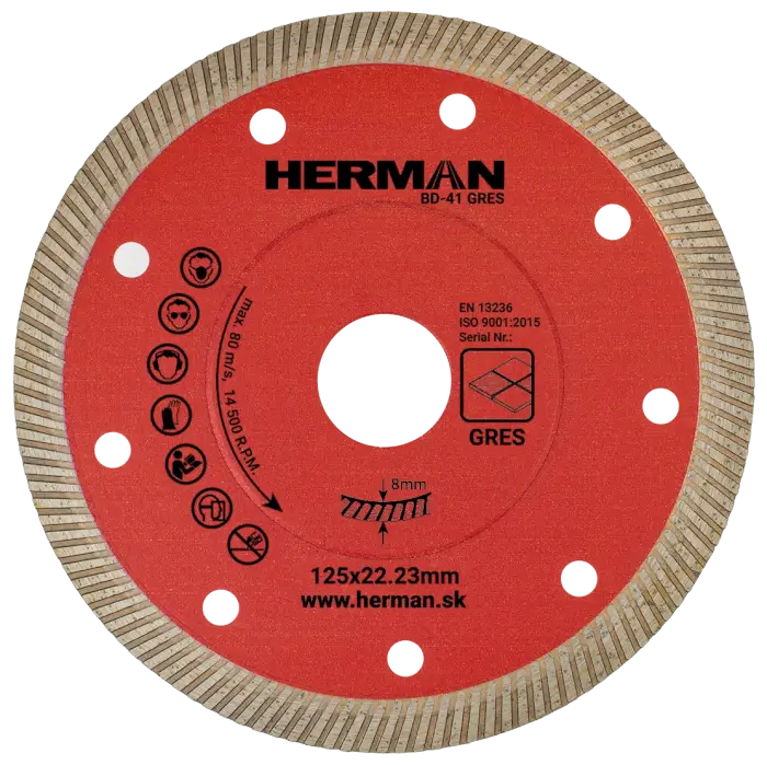Diamond wheel HERMAN BD-41 Gres 125x22,23mm|H=8mm