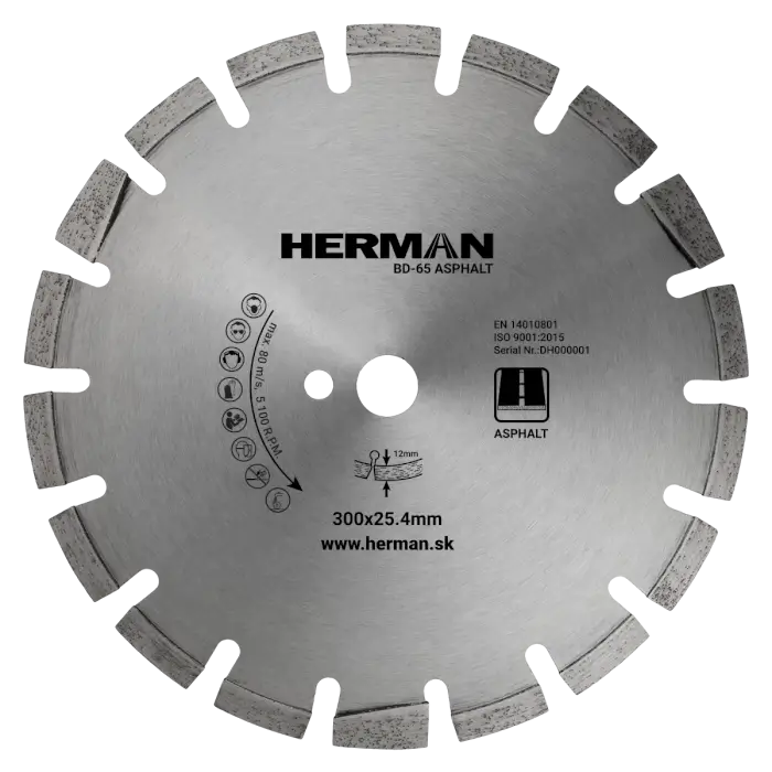 Diamond wheel HERMAN BD-65 Asphalt 300x25,4mm | H=12mm