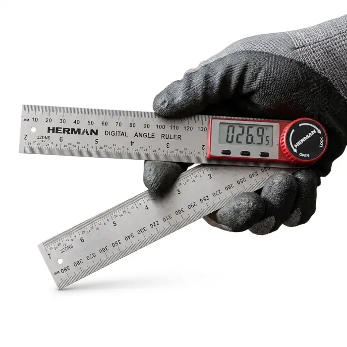 Digital angle ruler HERMAN PT-30 Range 0-360°, stainless steel