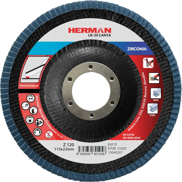 Flap disc HERMAN LR-20 Canta 115mm|P120|zirconia
