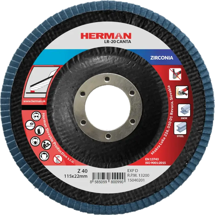 Flap disc HERMAN LR-20 Canta 115mm|P40|zirconia