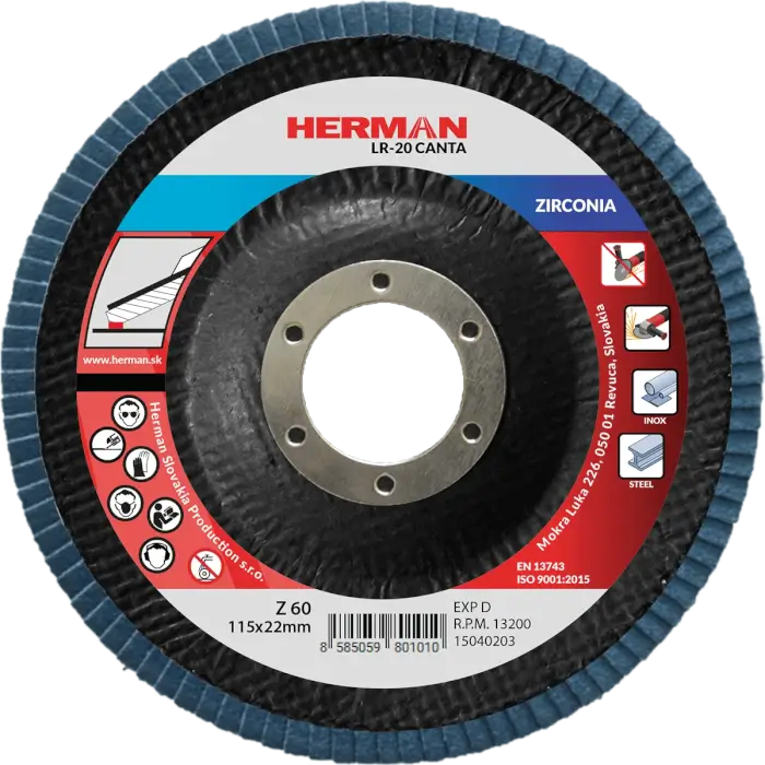 Flap disc HERMAN LR-20 Canta 115mm|P60|zirconia