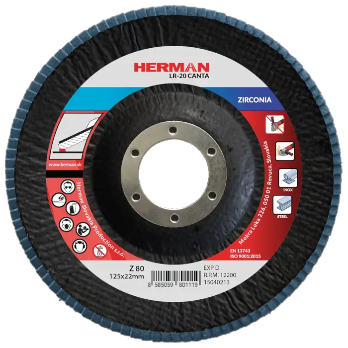 Flap disc HERMAN LR-20 Canta 125mm|P80|zirconia