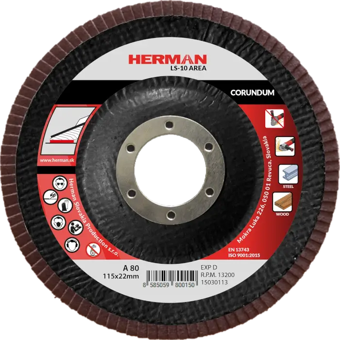Flap disc HERMAN LS-10 Area 115mm|P80|corundum