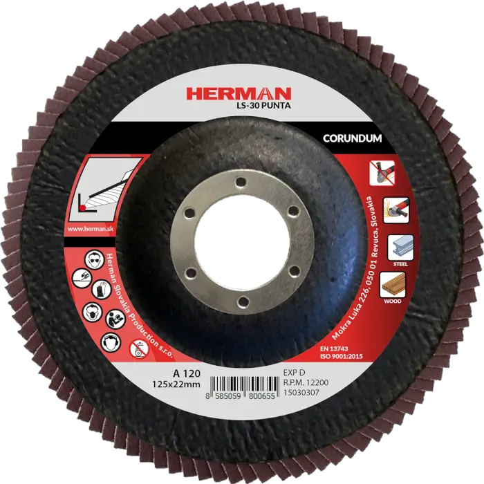 Flap disc HERMAN LS-30 Punta 125mm|P120|corundum