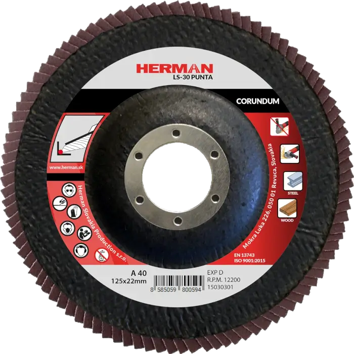 Flap disc HERMAN LS-30 Punta 125mm|P40|corundum