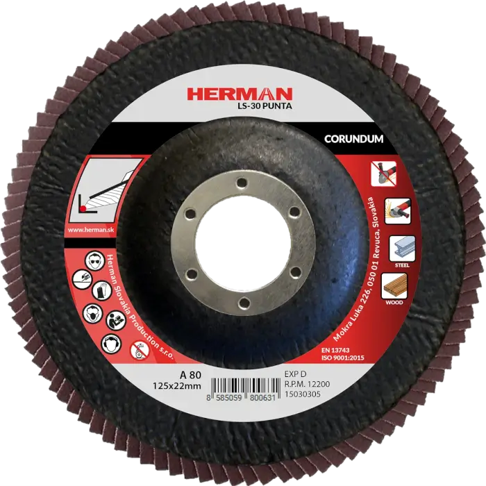 Flap disc HERMAN LS-30 Punta 125mm|P80|corundum
