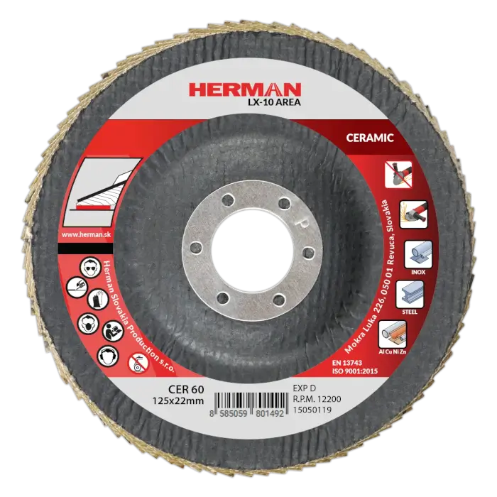 Flap disc HERMAN LX-10 Area 125mm|P60|ceramic