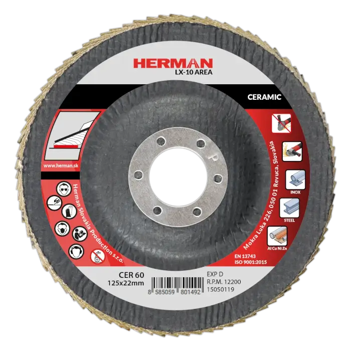 Flap disc HERMAN LX-10 Area 125mm|P60|ceramic