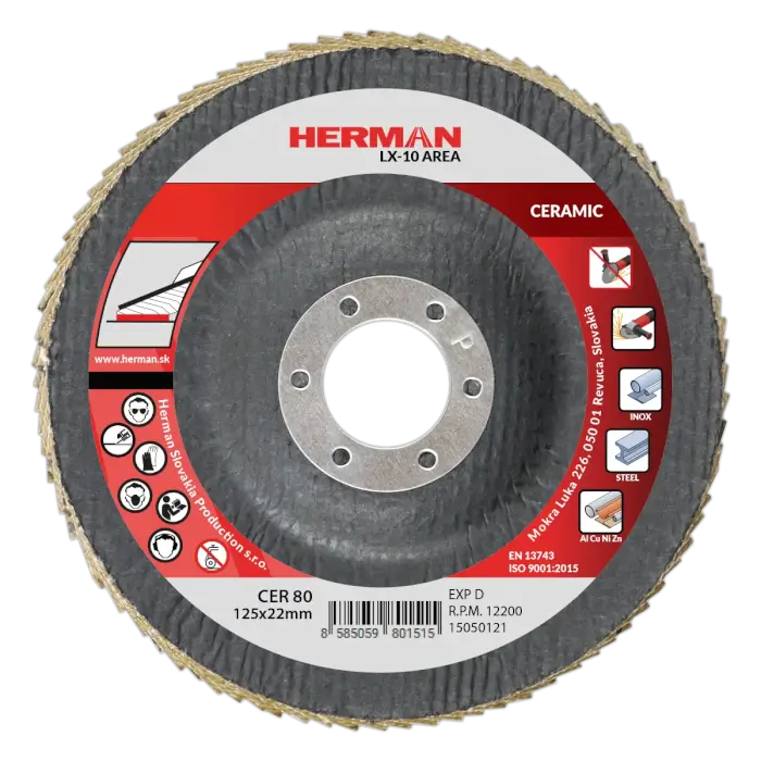 Flap disc HERMAN LX-10 Area 125mm|P80|ceramic