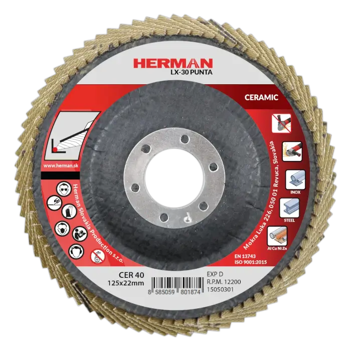 Flap disc HERMAN LX-30 Punta 125mm|P40|ceramic