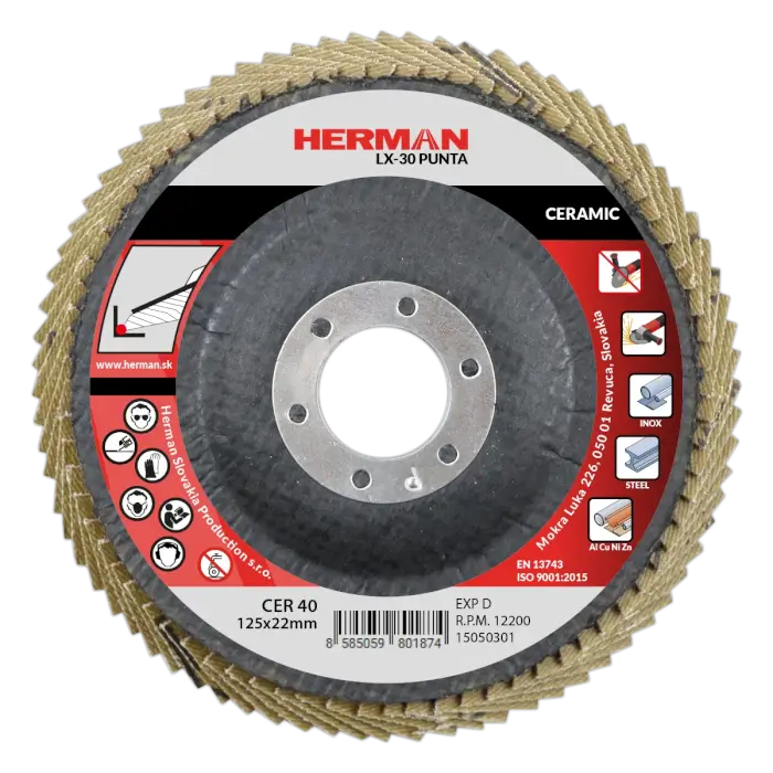 Flap disc HERMAN LX-30 Punta 125mm|P40|ceramic