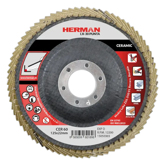 Flap disc HERMAN LX-30 Punta 125mm|P60|ceramic