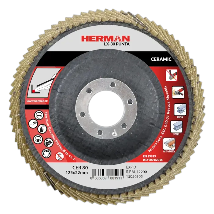 Flap disc HERMAN LX-30 Punta 125mm|P80|ceramic