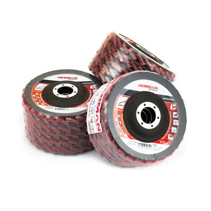 Flap disc made of sanding fleece HERMAN LW-10 Area For steel, stainless steel and non-ferrous metals