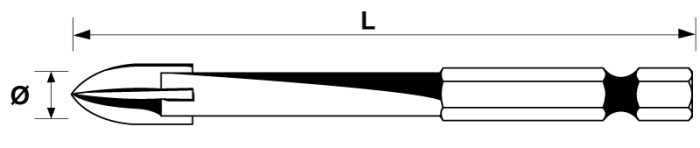 Four-point TCT drill bit HERMAN DC-61 Glass For glass, ceramics, etc.