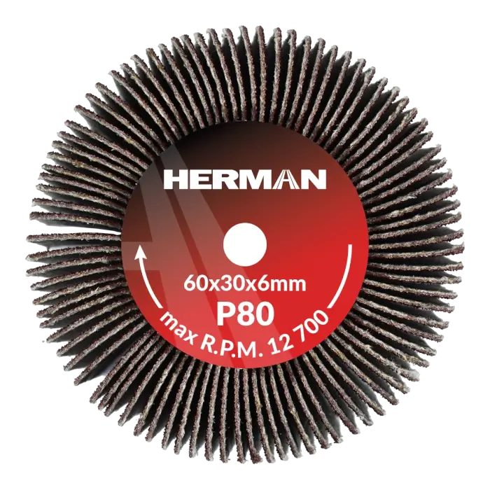Grinding wheel on a shank HERMAN FWS-10/S 60x30x6mm | Corundum | P80