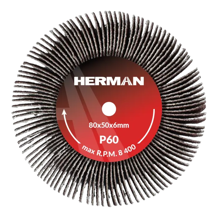 Grinding wheel on a shank HERMAN FWS-10/S 80x50x6mm | Corundum | P60