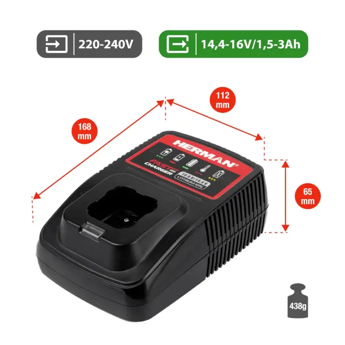 HERMAN BC 14,4V 40 min (Aku 2,0 Ah)| Warranty 3 years