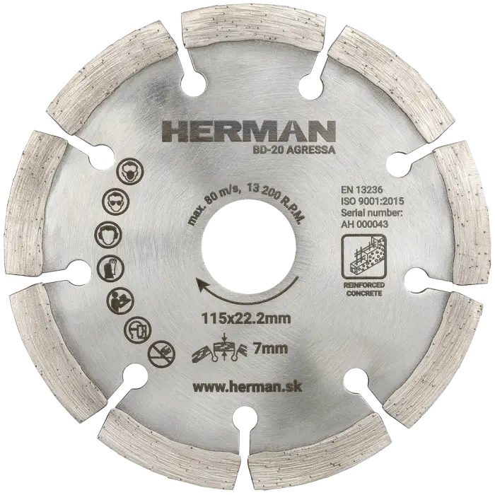 Diamond wheel HERMAN BD-20 Agressa 115x22,2mm|H=7mm