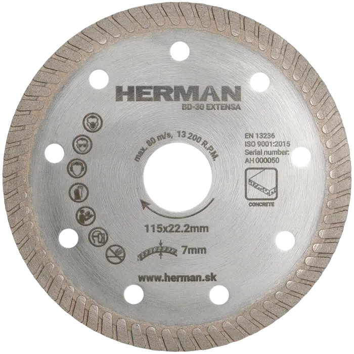 Diamond wheel HERMAN BD-30 Extensa 115x22,2mm|H=7mm