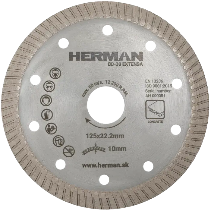 Diamond wheel HERMAN BD-30 Extensa 125x22,2mm|H=10mm