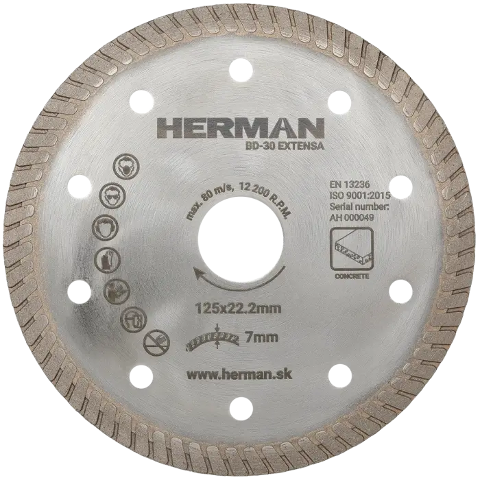 Diamond wheel HERMAN BD-30 Extensa 125x22,2mm|H=7mm