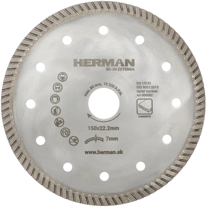 Diamond wheel HERMAN BD-30 Extensa 150x22,2mm|H=7mm