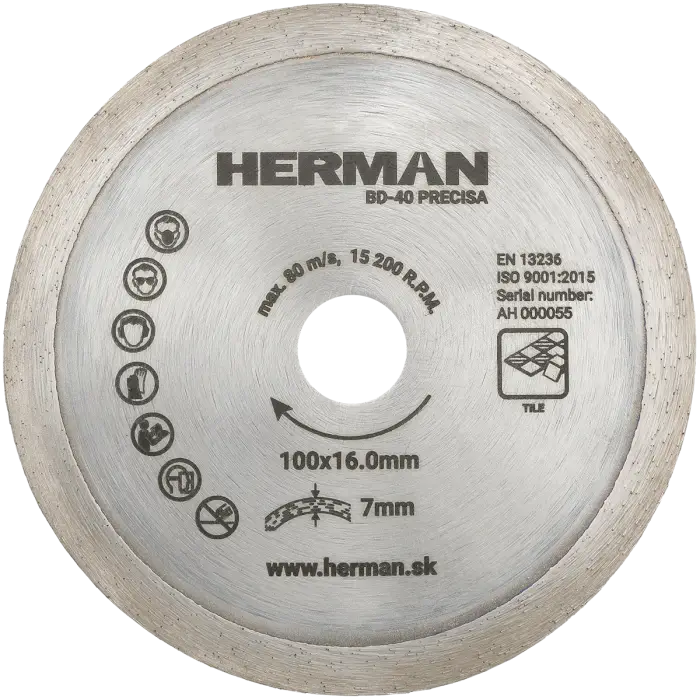 Diamond wheel HERMAN BD-40 Precisa 100x16,0mm|H=7,0mm