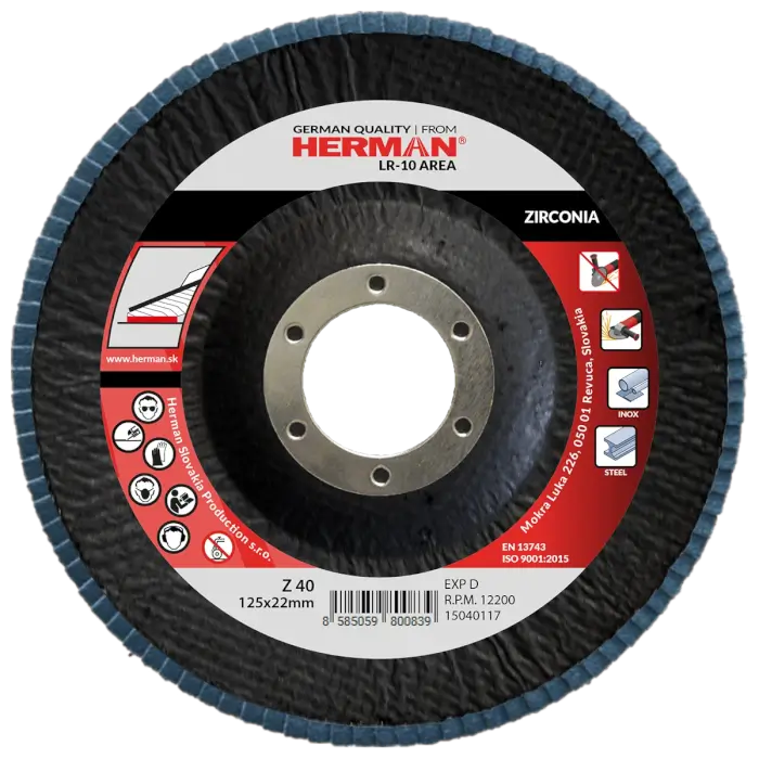 Flap disc HERMAN LR-10 Area 125mm|P40|zirconia