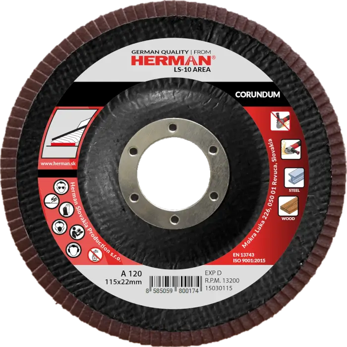Flap disc HERMAN LS-10 Area 115mm|P120|corundum