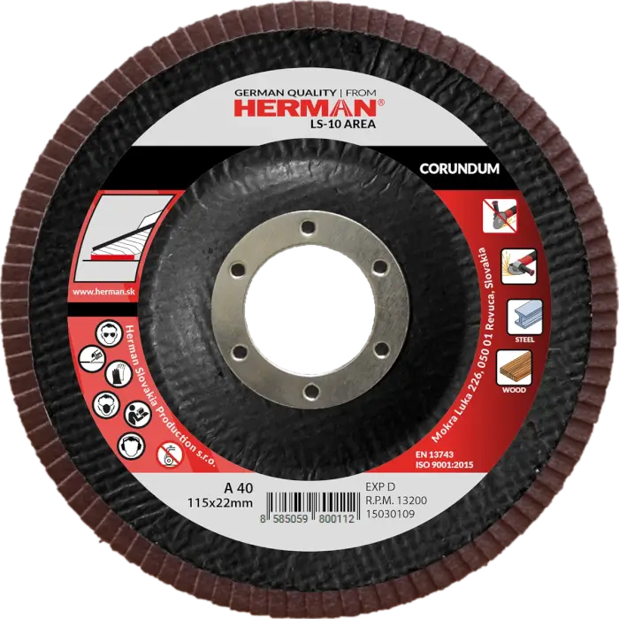 Flap disc HERMAN LS-10 Area 115mm|P40|corundum