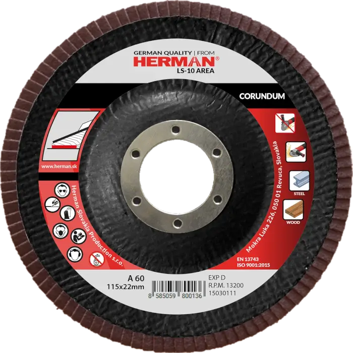 Flap disc HERMAN LS-10 Area 115mm|P60|corundum